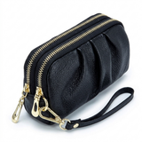 Kaiso Double Zipper Pleated Leather Clutch Bag