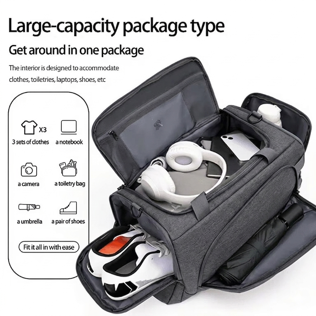 Kaiso Large Capacity Versatile Duffel Bag with Shoe Compartment - Unisex Sports Gym & Travel Bag
