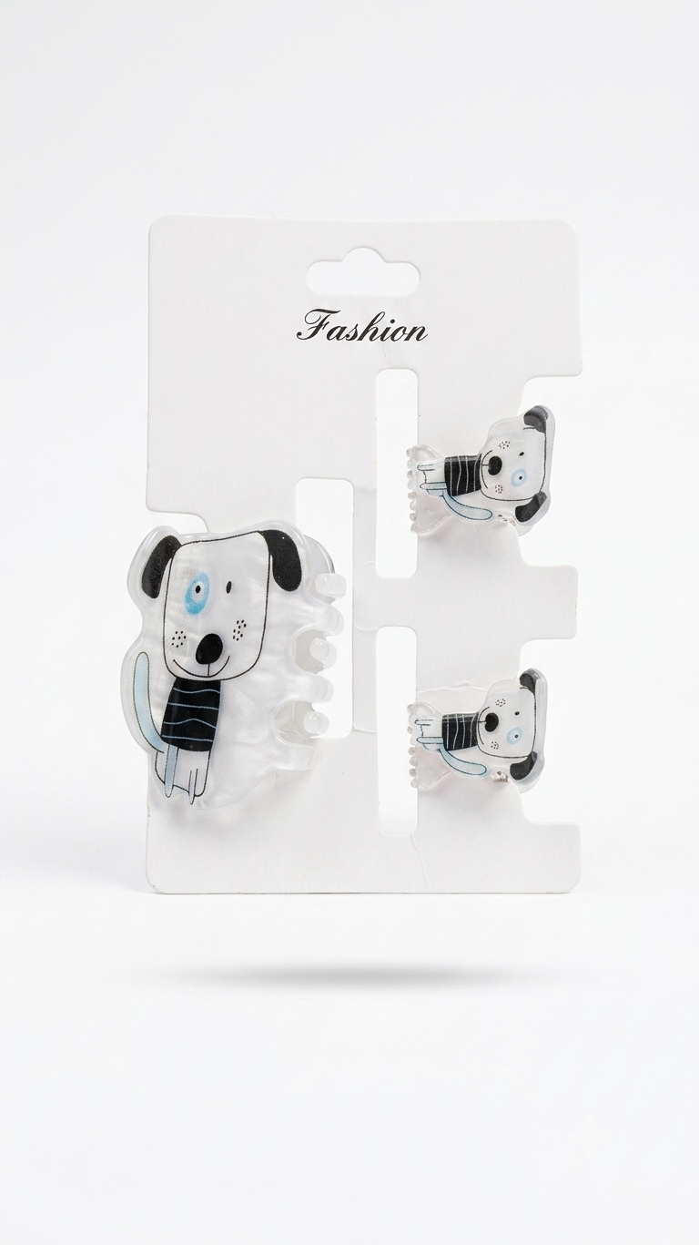 Kaiso Cute Cartoon Dog & Puppy Hair Claw Clip Set – 3 Piece Hair Accessory Pack