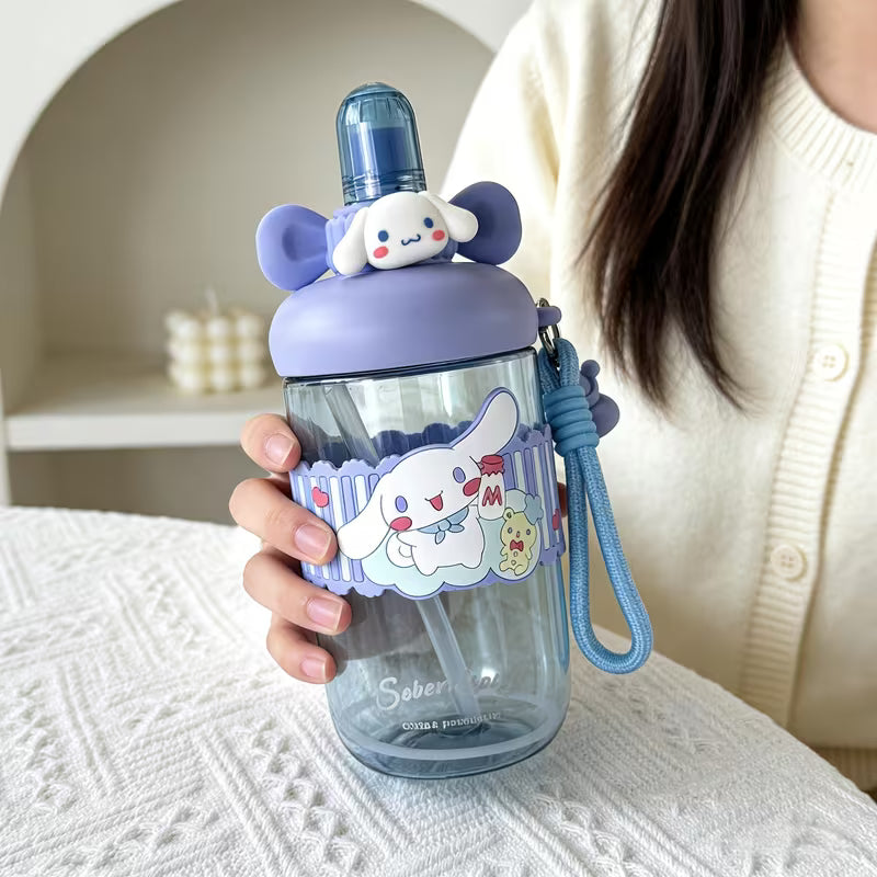 Kaiso Cute Puppy Print Sipper Bottle with Carrying Strap & Leak-Proof Lid – 535ml