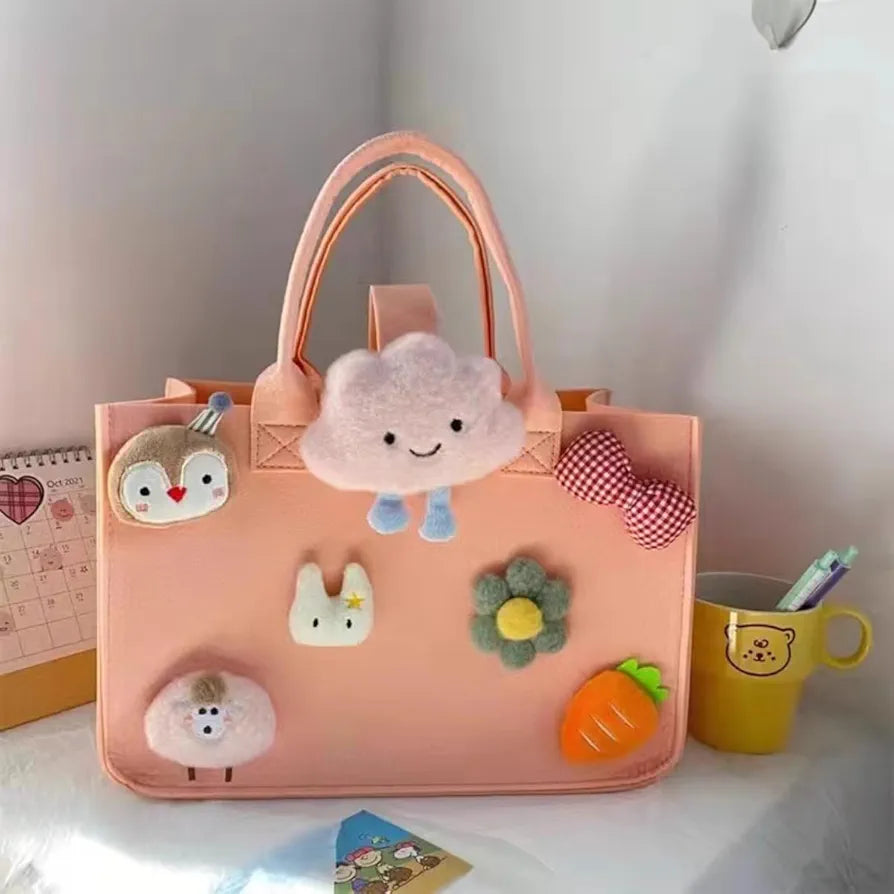 Kaiso Kawaii 3D Cartoon Plush Felt Tote Bag