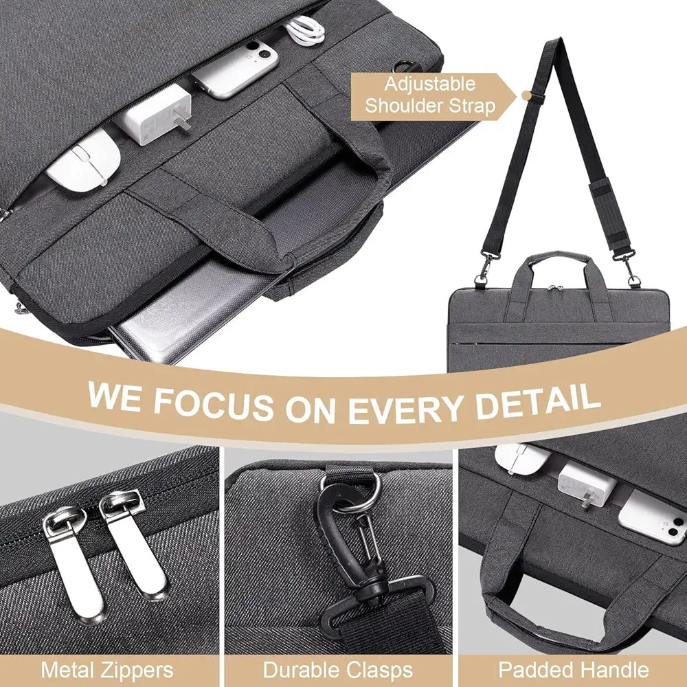 Kaiso Premium Grey Laptop Bag for Men & Women | Water Resistant Office Messenger Bag