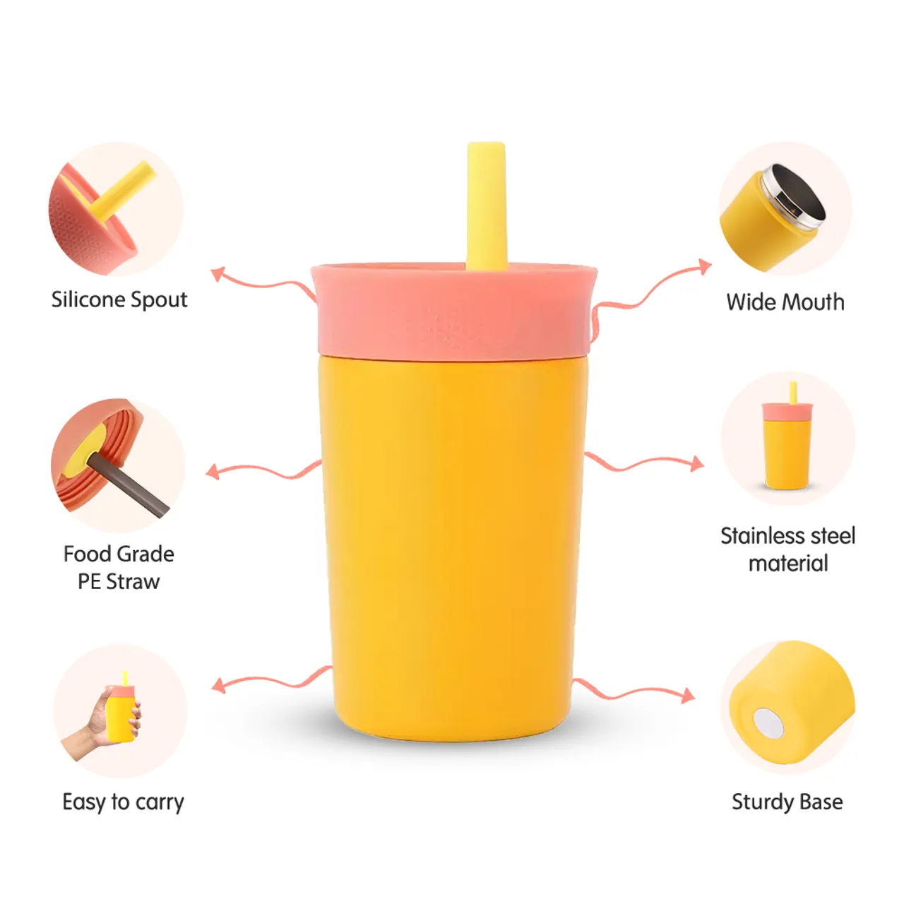 Kaiso Insulated Stainless Steel Tumbler with Spill-Resistant Silicone Straw