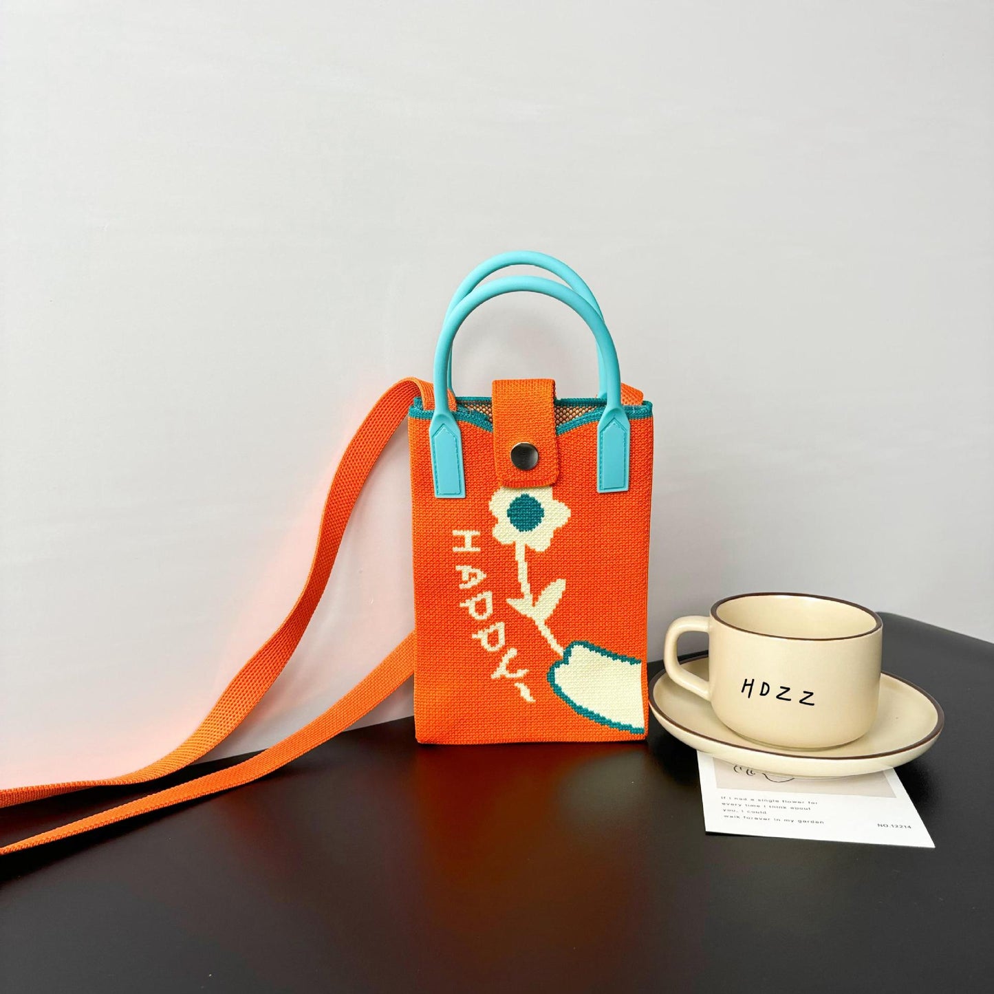 Kaiso Cute Mini Orange Knit Crossbody Bag for Women & Girls