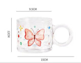 Kaiso Enchanted Butterfly Bloom Elegant Glass Cup for Tea & Coffee
