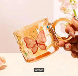 Kaiso Enchanted Butterfly Bloom Elegant Glass Cup for Tea & Coffee