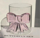 Kaiso Aesthetic 3D Pink Bow Transparent Glass Mug