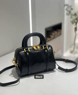 Kaiso Mini Patent Leather Boston Bag – Glossy Zip Handbag, Y2K Style Shoulder Purse