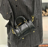 Kaiso Mini Patent Leather Boston Bag – Glossy Zip Handbag, Y2K Style Shoulder Purse