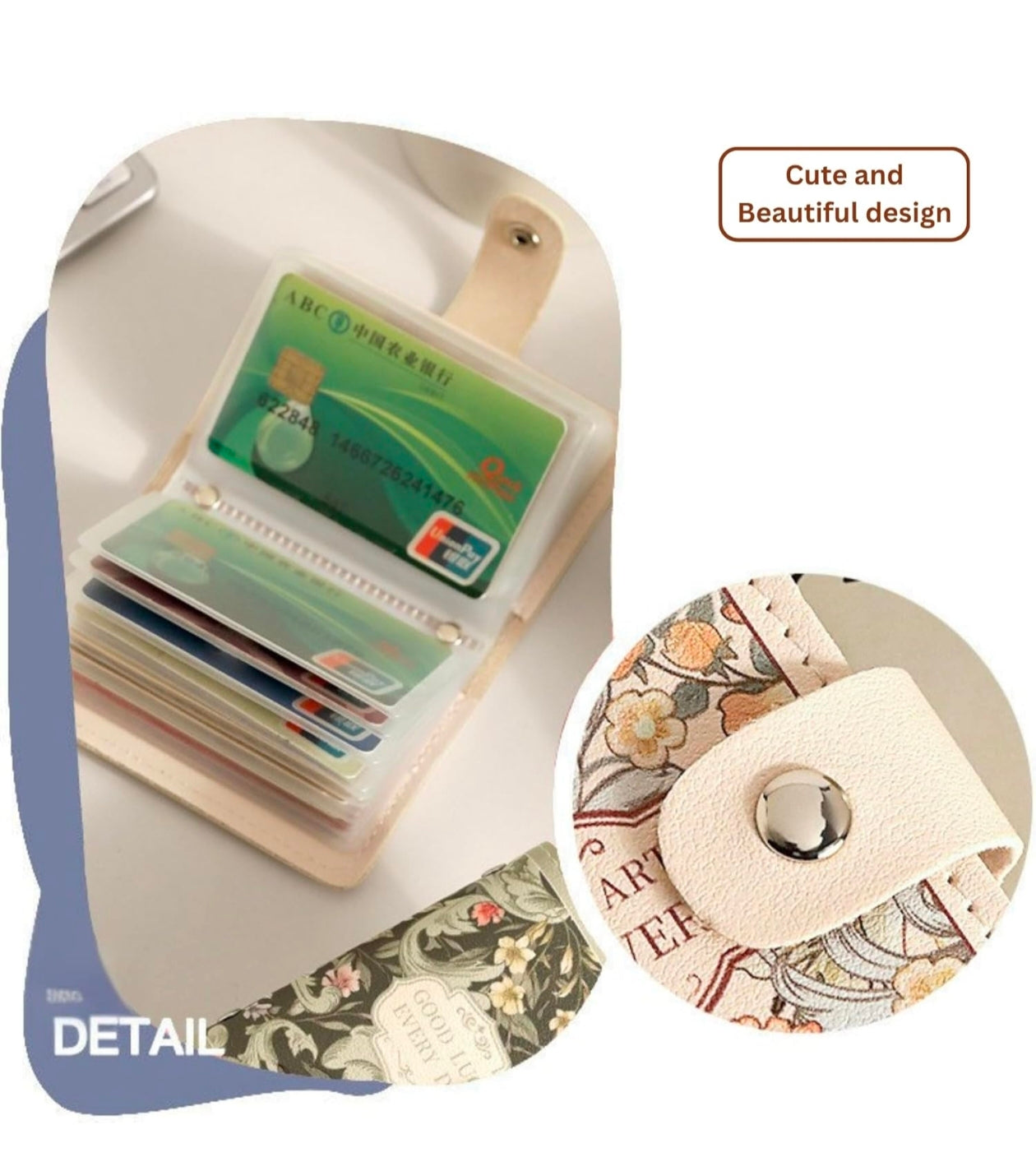 Kaiso Floral Retro Card Holder | 20 Slots Card Organizer Wallet with Button Closure