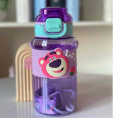 Kaiso Cute Cartoon Sipper Water Bottle with Handle & Shoulder Strap