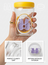 kaiso Cute Aesthetic Glass Bottle with Bow Silicone Grip & Leak-Proof Lid