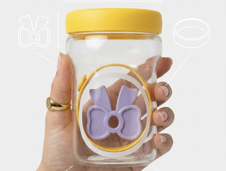 kaiso Cute Aesthetic Glass Bottle with Bow Silicone Grip & Leak-Proof Lid