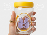 kaiso Cute Aesthetic Glass Bottle with Bow Silicone Grip & Leak-Proof Lid