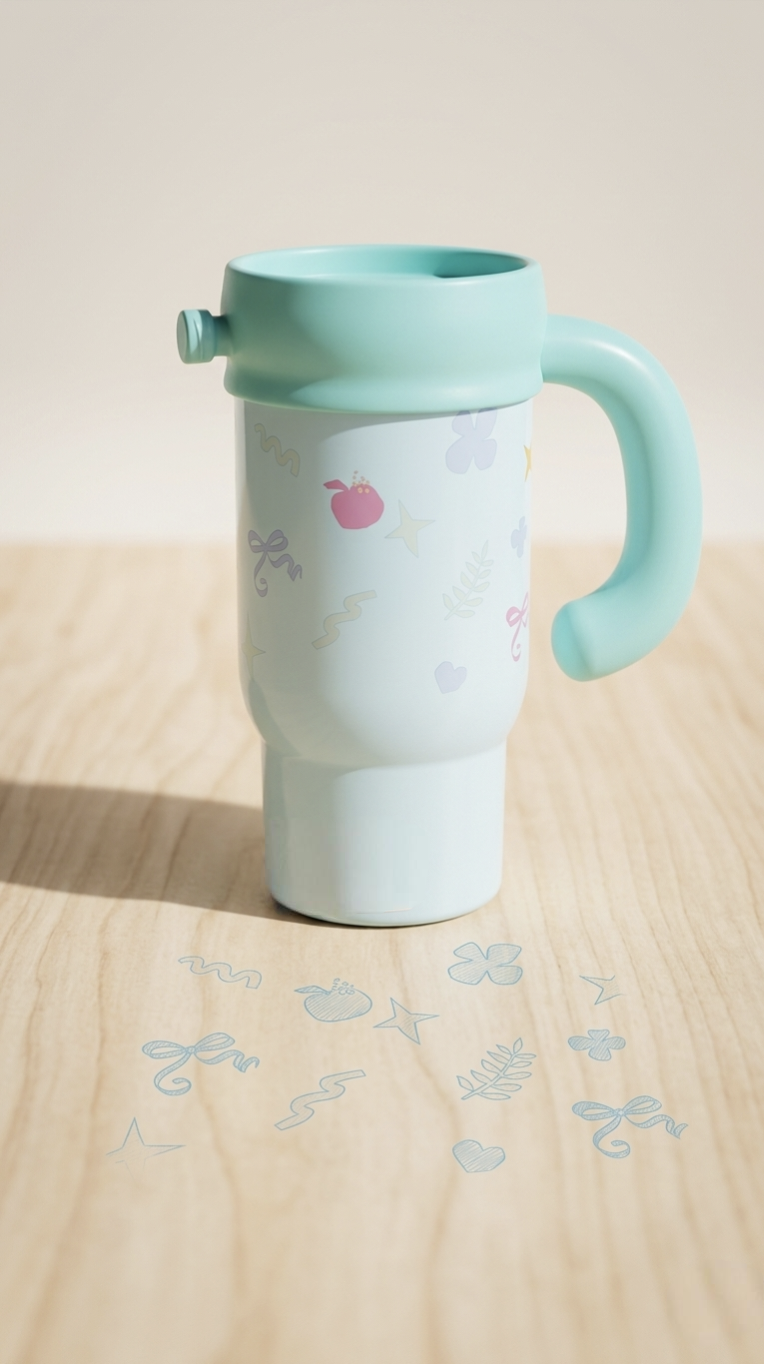 Kaiso Mint Green Insulated Stainless Steel Tumbler with Handle and Straw (1000ml)
