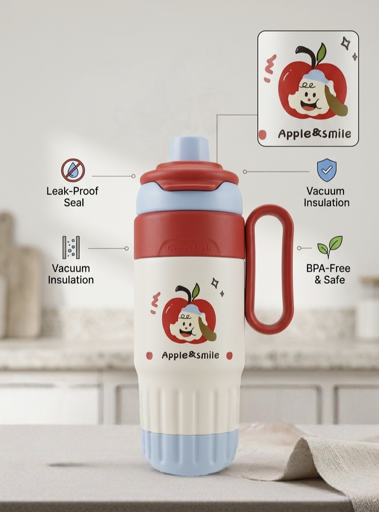 Kaiso Double-Wall Vacuum Insulated Stainless Steel Tumbler with Handle and Flip Straw