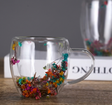 Kaiso Dried Flower Double-Walled Glass Coffee and Tea Mug