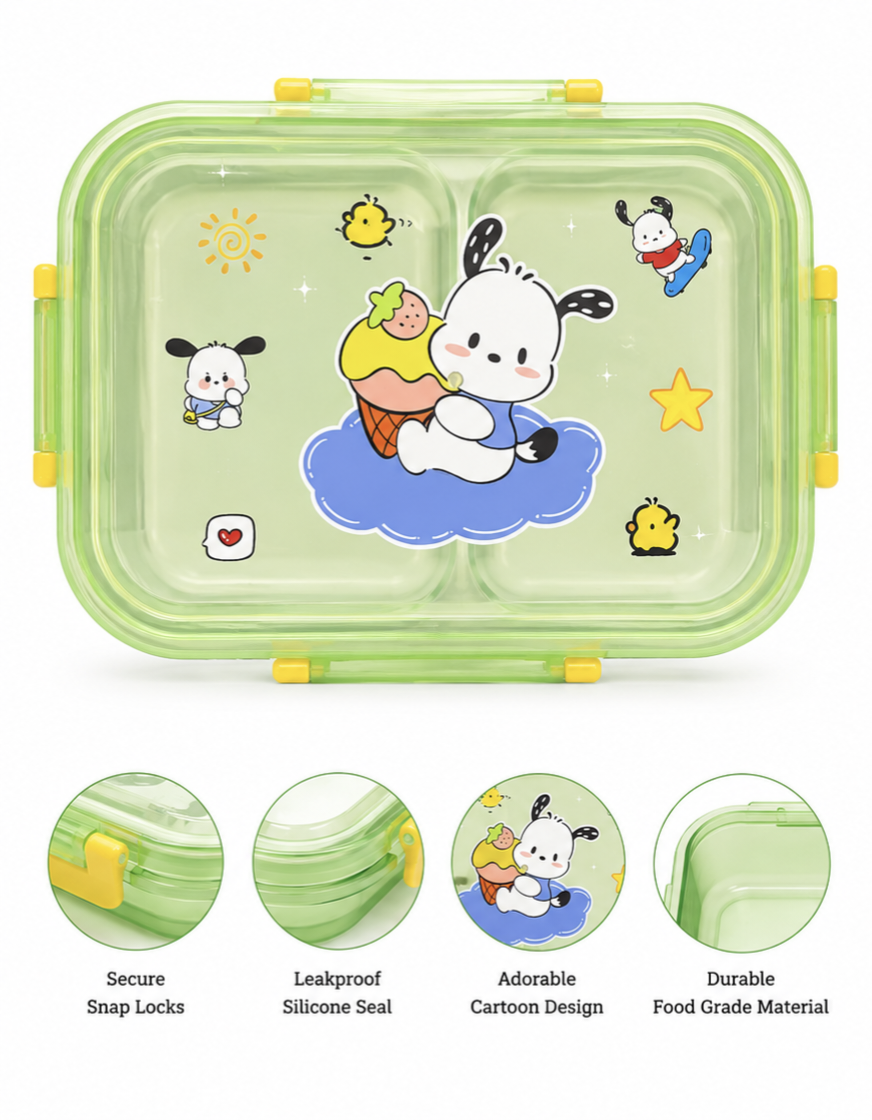 Kaiso 3-Compartment Stainless Steel Insulated Lunch Box with Spoon