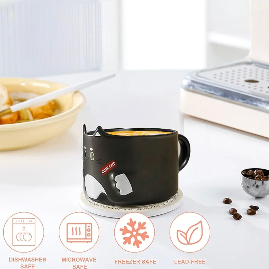 Kaiso Cute Stackable Cartoon Cat Ceramic Coffee Mug