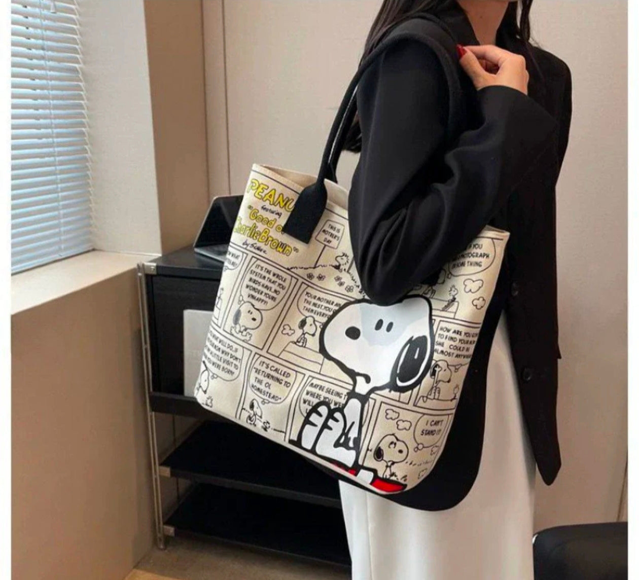 Kaiso Vintage Snoopy Comic Panel Canvas Tote Bag