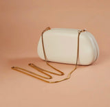 Kaiso Chic White Acrylic Clutch Bag with Gold-Tone Oversized 'C' Handle