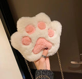 Kaiso Cute Fluffy Cat Paw Plush Sling /Crossbody Bag