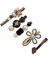 Kaiso Korean Style Pearl and Rhinestone Hair Clip Set (Pack of 5)