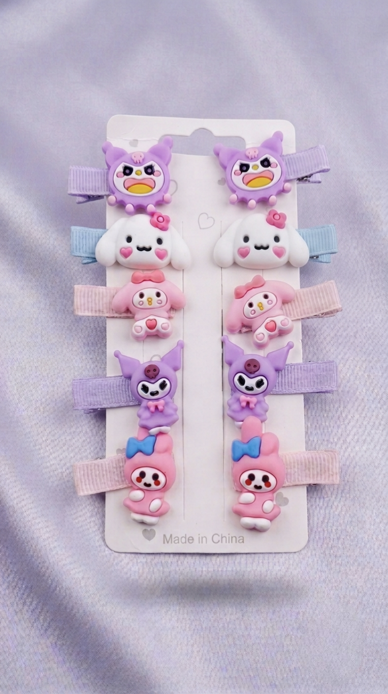 Kaiso 10 Pcs Cute Cartoon Hair Clips Set for Girls – Kawaii Kuromi & My Melody Hair Accessories
