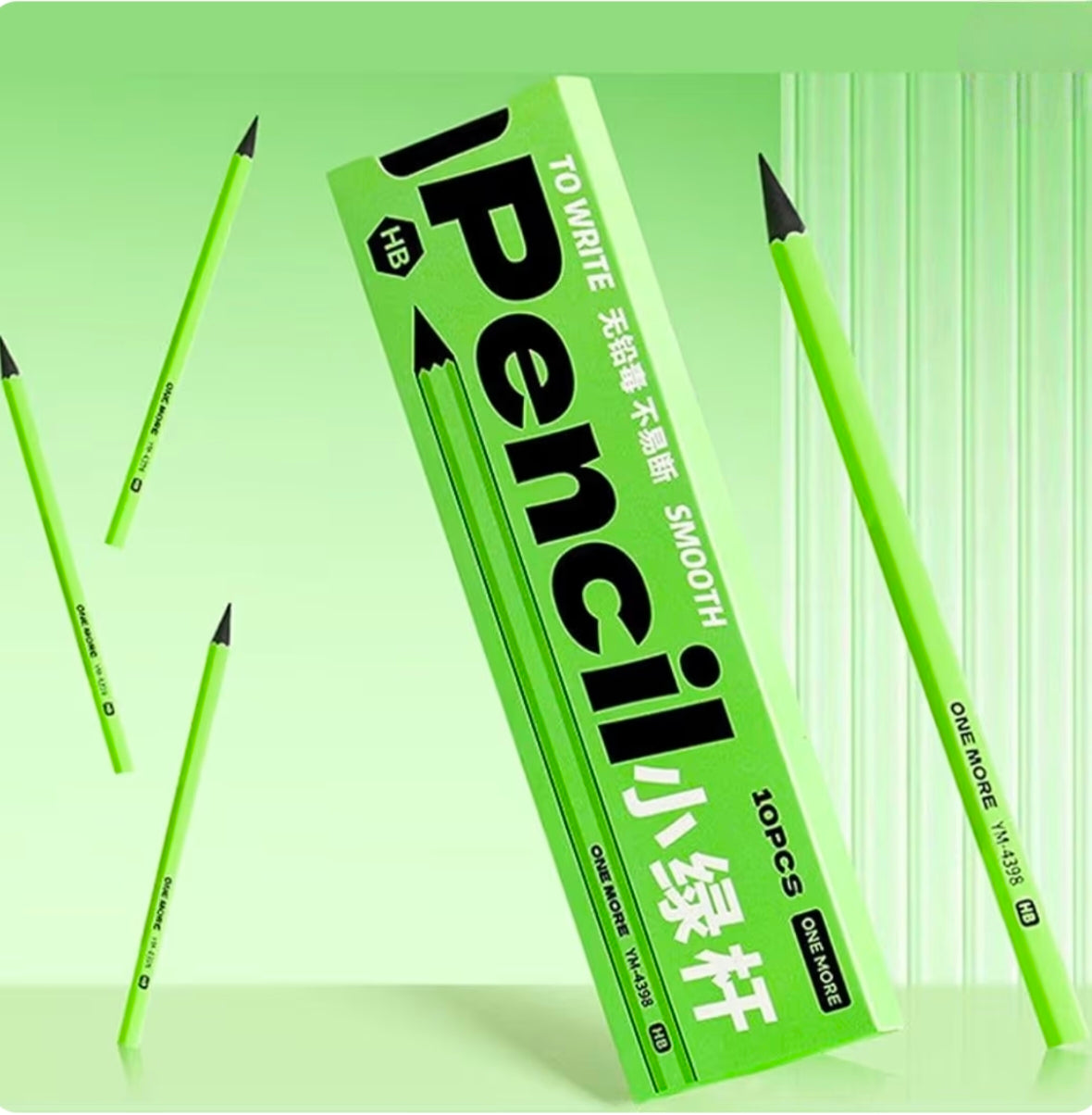 Kaiso One More Green HB Pencils (10 Pcs) - YM-4398 Premium Smooth Writing Pencil Set