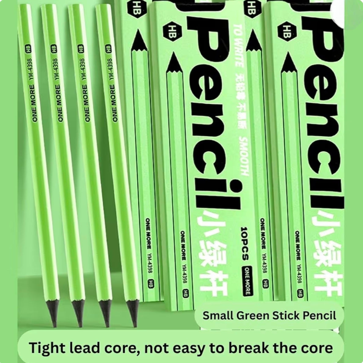 Kaiso One More Green HB Pencils (10 Pcs) - YM-4398 Premium Smooth Writing Pencil Set