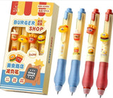 Kaiso Burger Shop Erasable Gel Pen Set – 4 Pcs [0.5mm Blue Ink]