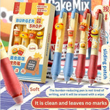 Kaiso Burger Shop Erasable Gel Pen Set – 4 Pcs [0.5mm Blue Ink]