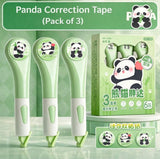 Kaiso Cute Panda Pen-Style Correction Tape Set - Pack of 3 (6m x 5mm) | Instant Dry & Smooth Glide