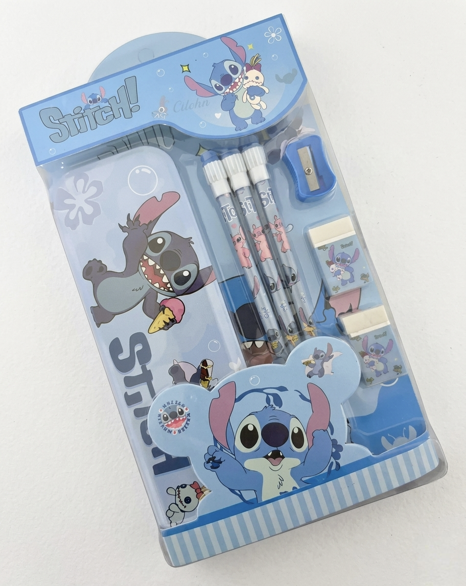 Kaiso 5-Piece Stationery Set for Kids – Includes Pencil Case, Pencils, Ruler, Eraser, and Sharpener