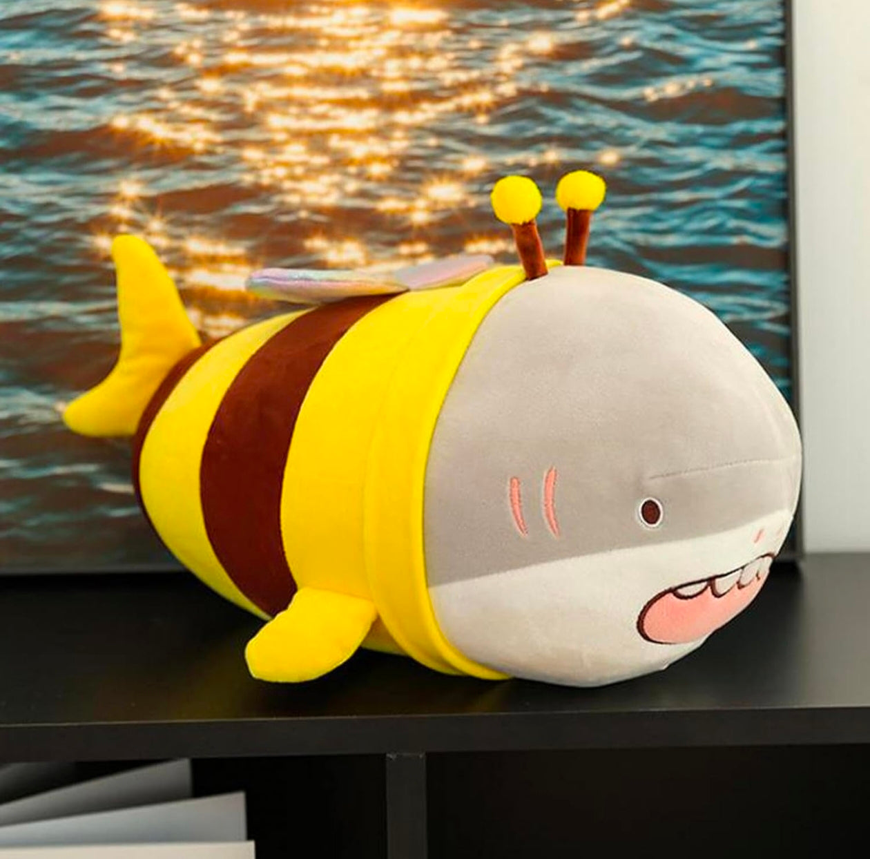 Kaiso Shark and Bee Combination Hug and Throw Pillow Soft Toy 25CM