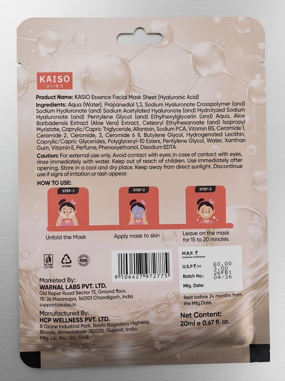 Kaiso Hyaluronic Acid Facial Sheet Mask