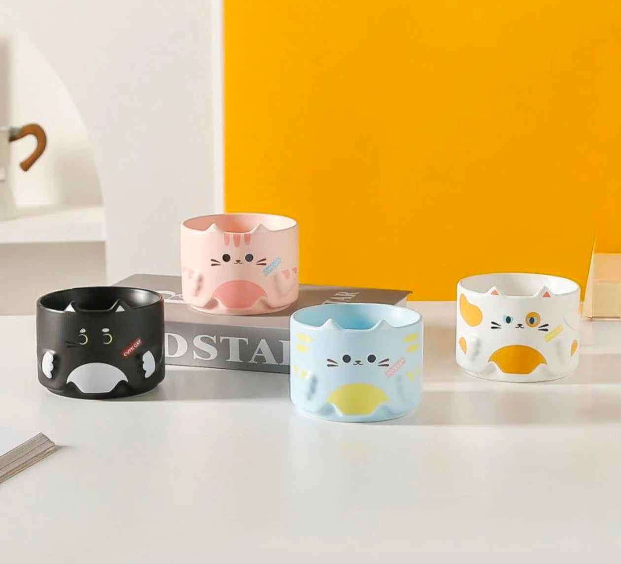 Kaiso Cute Stackable Cartoon Cat Ceramic Mug