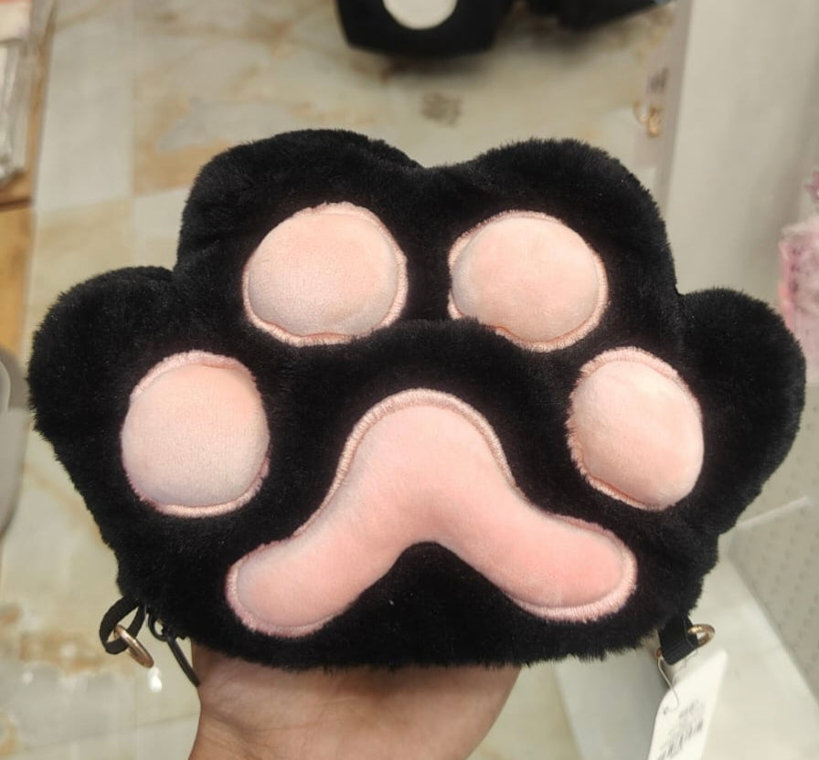 Kaiso Cute Fluffy Cat Paw Plush Sling / Crossbody Bag