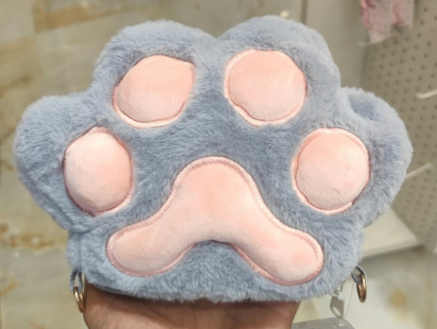Kaiso Cute Fluffy Cat Paw Plush Sling / Crossbody Bag