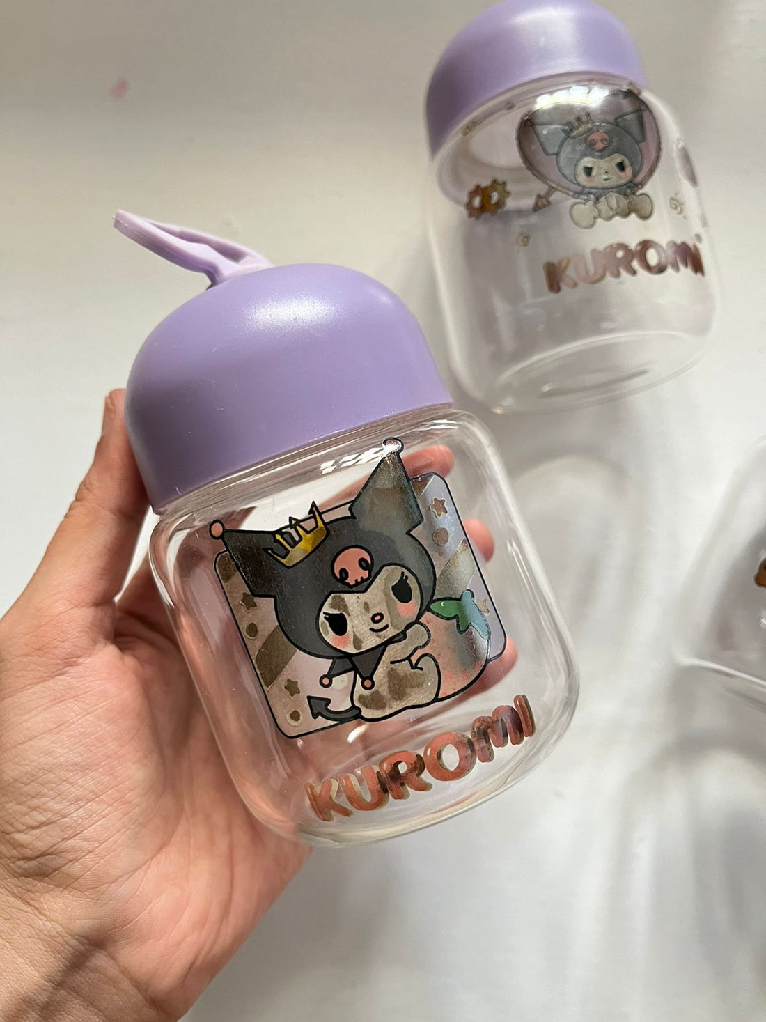 Kaiso Purple Cartoon Printed Transparent Water Bottle for Kids