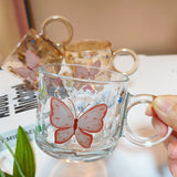 Kaiso Enchanted Butterfly Bloom Elegant Glass Cup for Tea & Coffee