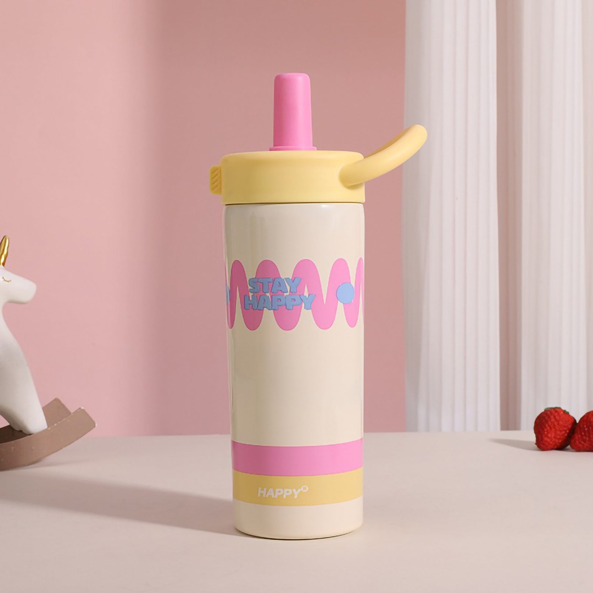 Kaiso Stay Happy Insulated Stainless Steel Water Bottle (650ml)