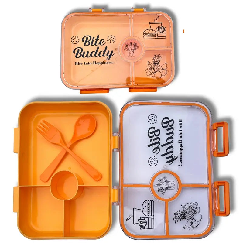 Kaiso Bite Buddy 4-Compartment Kids Bento Lunch Box | Leak-Proof & BPA-Free Tiffin for School.