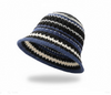 Kaiso Knitted Cut-Out Women bucket hat (Blue Black)
