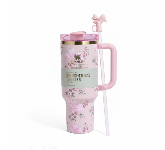 Kaiso Floral Print Insulated Tumbler With Handle & Straw – 1200ml