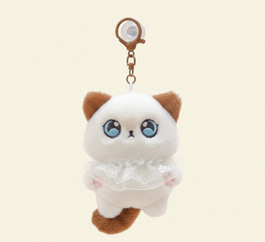 Kaiso Siamese Plush Cat keychain (lace)