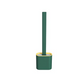 Kaiso Flat Soft Silicone Toilet Brush With Holder Set (Green)