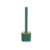 Kaiso Flat Soft Silicone Toilet Brush With Holder Set (Green)