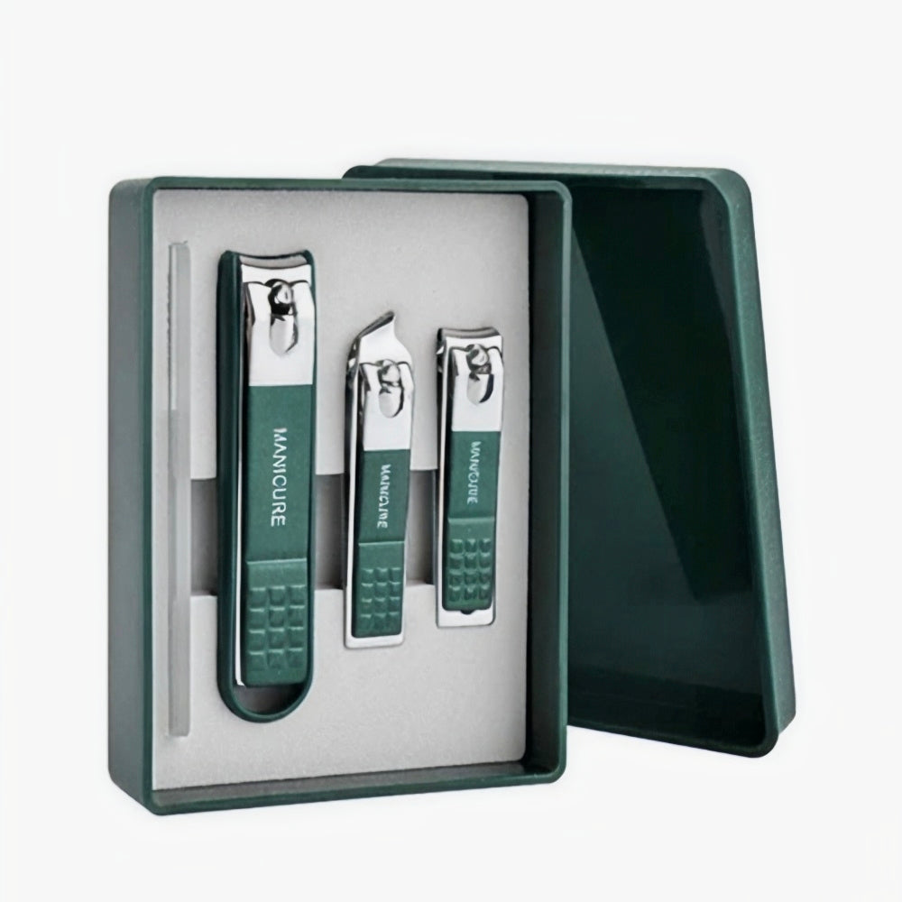 Kaiso 4-Piece Premium Stainless Steel Nail Clipper Set with Nano Glass File