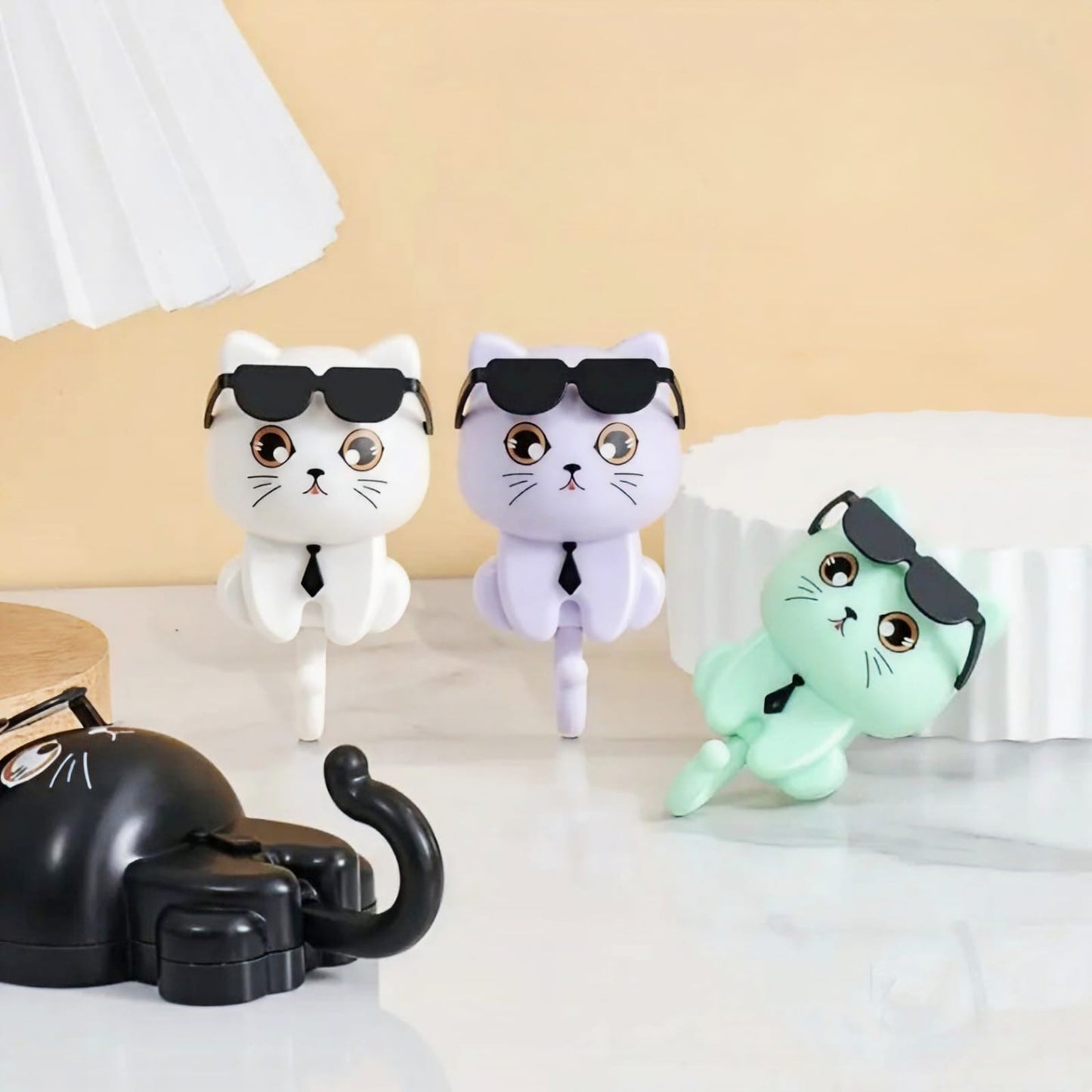 Kaiso Adorable Sunglasses Cat Wall Hook – Self-Adhesive Creative Key and Coat Holder